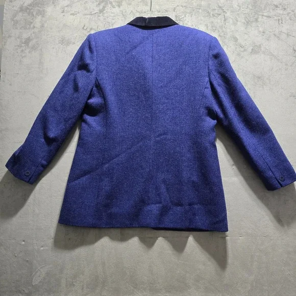 JONES NEW YORK Womens Blazer Jacket Royal Blue Wool‎ Blend Velvet Collar Size 16 - Picture 2 of 11